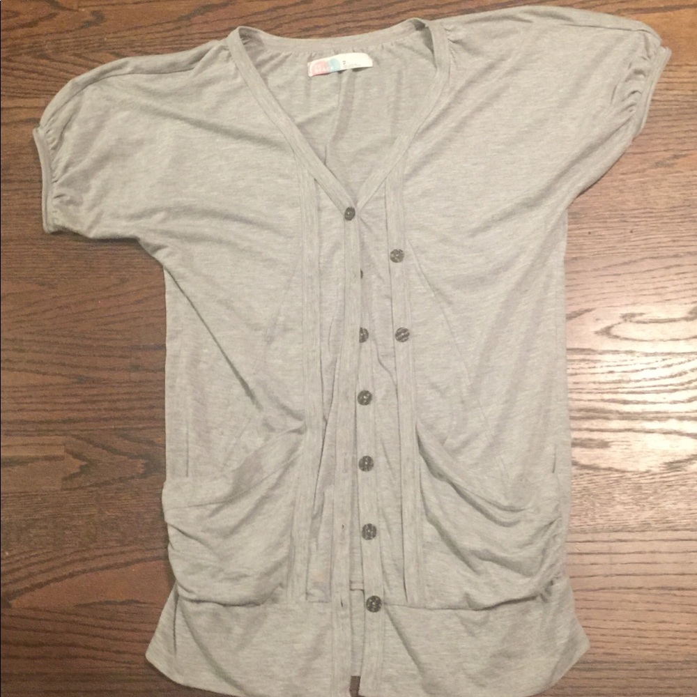Grey Free People Short Sleeved Cardigan XS-M